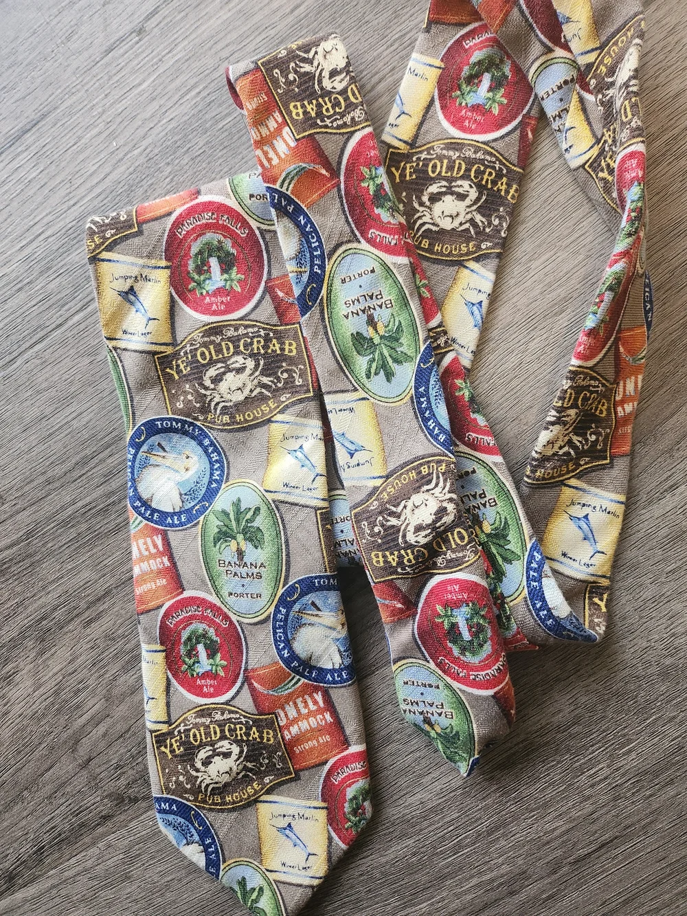 Tommy Bahama Novelty Label Print Silk Tie Multi Color
